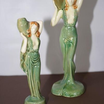 METLOX GLAZED "LADY WATER BEARER" PAIR 6 1/2" & 9 1/2"