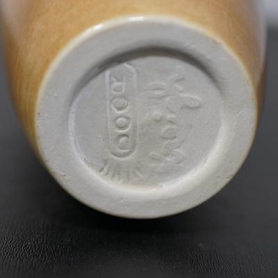 DOOR POTTERY VASE INCISED CARVED CROW - GLAZED