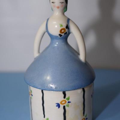 FULPER 1920'S BLUE LADY POWDER JAR