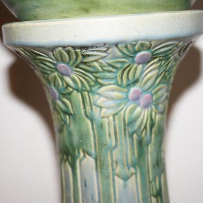 BEAUTIFUL ROSEVILLE "VISTA" PATTERN 1920'S JARDINERE AND PEDESTAL