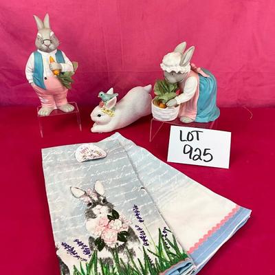 Lot I 925 Dept. 56 Bunnies & New Tea Towels