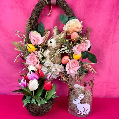 Lot J 929 Faux Tulips & Easter Wreath