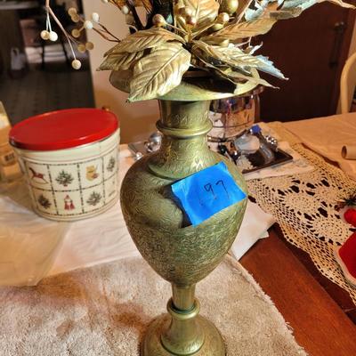Brass vases with detailed carving