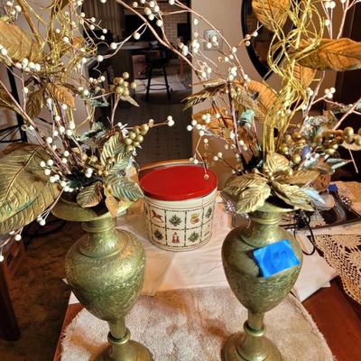 Brass vases with detailed carving