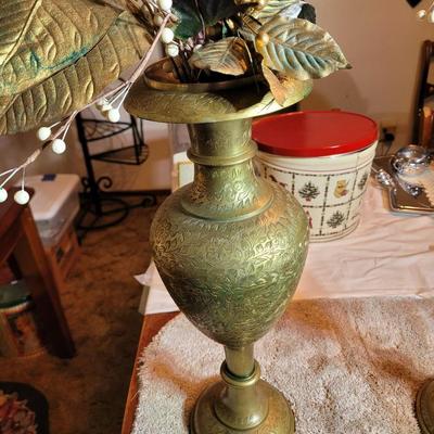 Brass vases with detailed carving
