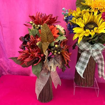 Lot J 935 Trio of Rustic Faux Floral Arrangements