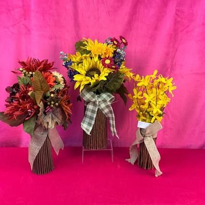 Lot J 935 Trio of Rustic Faux Floral Arrangements