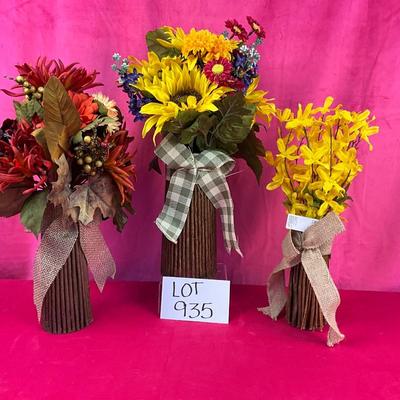 Lot J 935 Trio of Rustic Faux Floral Arrangements