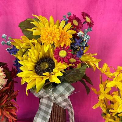 Lot J 935 Trio of Rustic Faux Floral Arrangements
