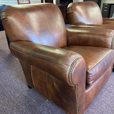 Pair of Leather Hancock and Moore Chairs