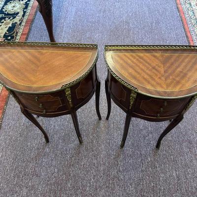 Louis XV Style Inlaid Pair of Side Tables