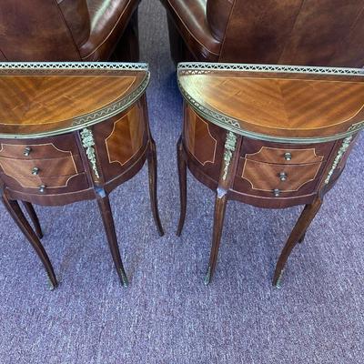 Louis XV Style Inlaid Pair of Side Tables
