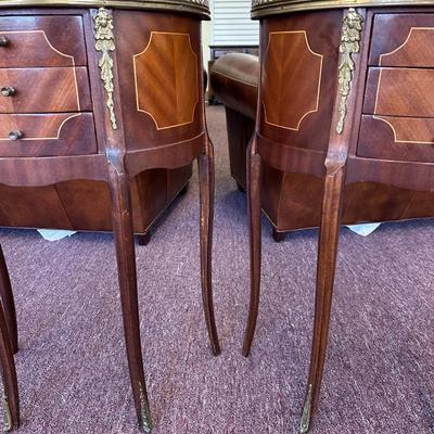 Louis XV Style Inlaid Pair of Side Tables