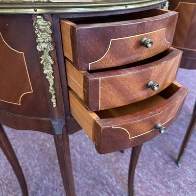 Louis XV Style Inlaid Pair of Side Tables