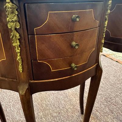 Louis XV Style Inlaid Pair of Side Tables