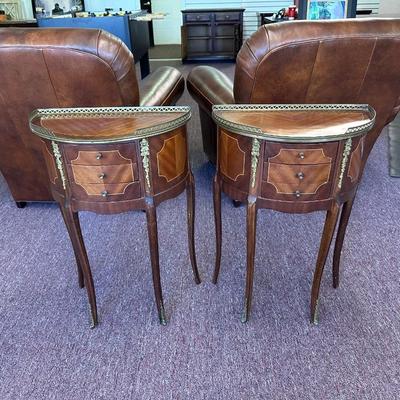 Louis XV Style Inlaid Pair of Side Tables