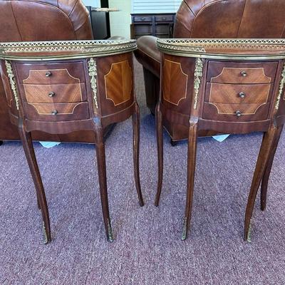 Louis XV Style Inlaid Pair of Side Tables