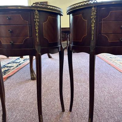 Louis XV Style Inlaid Pair of Side Tables