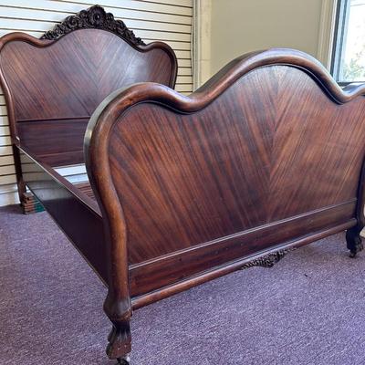 Antique Carved Louis XV Style Full Size Bed