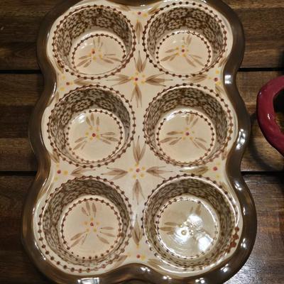 Ceramic Temptations Square Casserole Dish and Muffin Dish with Stand