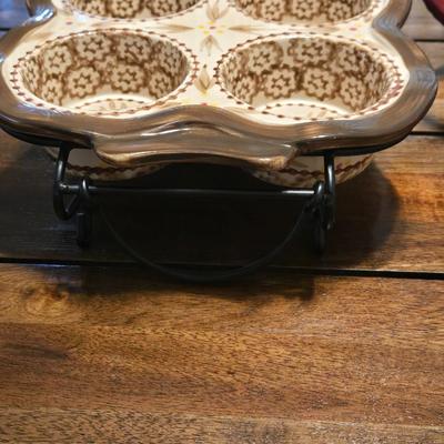 Ceramic Temptations Square Casserole Dish and Muffin Dish with Stand