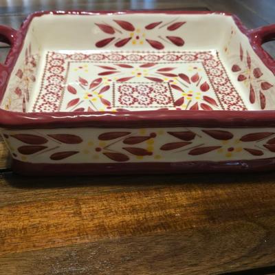 Ceramic Temptations Square Casserole Dish and Muffin Dish with Stand