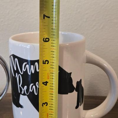 (2) Large Coffe Mugs and Personal Size French Press Coffee Maker