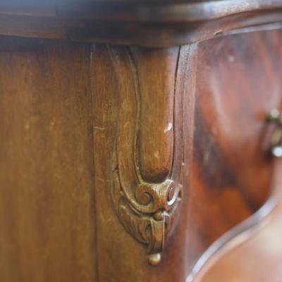 Antique Solid Lowboy Dresser with Large Mirror