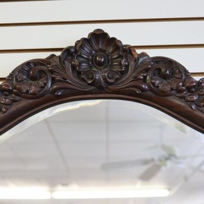 Antique Solid Lowboy Dresser with Large Mirror