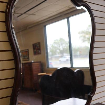Antique Solid Lowboy Dresser with Large Mirror