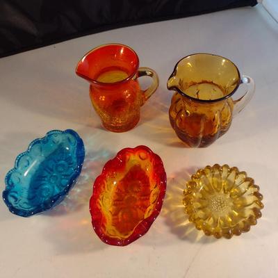 Collection of Vintage Glass Ware- Amberina, Amber, LE Smith Moon and Stars, Hazel Atlas