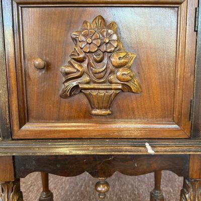 Vintage Humidor Smoking Stand with Copper Lining
