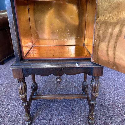 Vintage Humidor Smoking Stand with Copper Lining