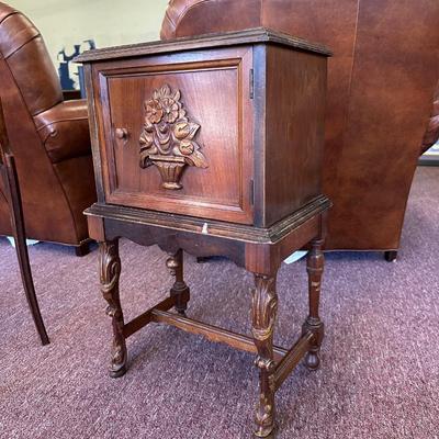 Vintage Humidor Smoking Stand with Copper Lining