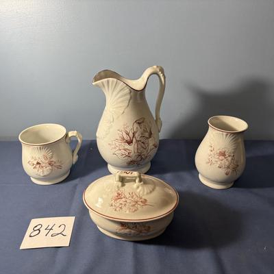 Vintage J.W. & Son Stone China Wash Basin Set