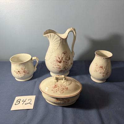Vintage J.W. & Son Stone China Wash Basin Set