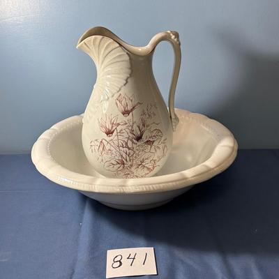 Vintage J.W. & Son Stone China Pitcher and Basin