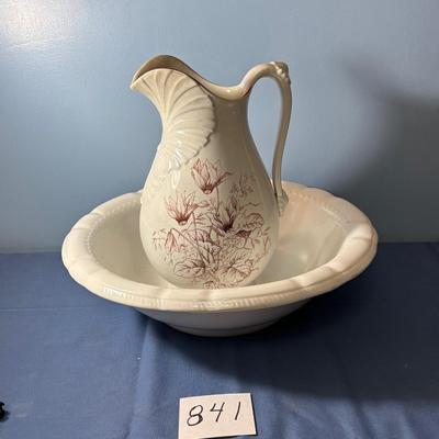 Vintage J.W. & Son Stone China Pitcher and Basin