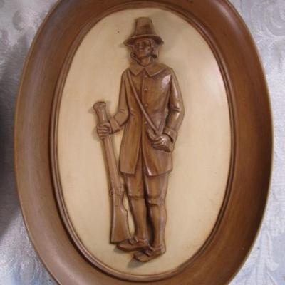 Vintage Puritan Man & Woman oval plaques