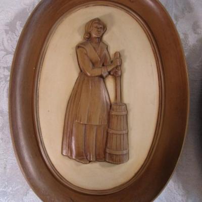 Vintage Puritan Man & Woman oval plaques