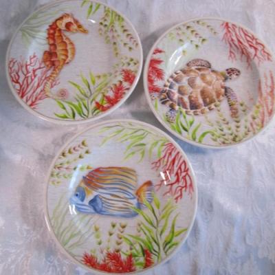 3 Melmac seascape plates