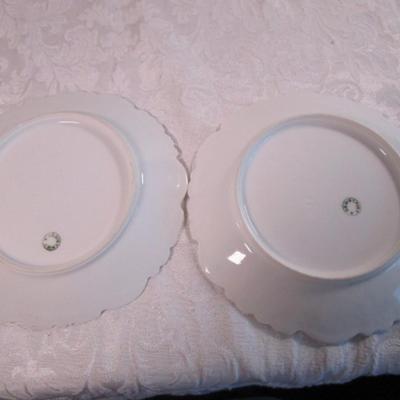 2 decorative plates with morning glory & ivy