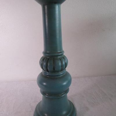 Large teal candle holder