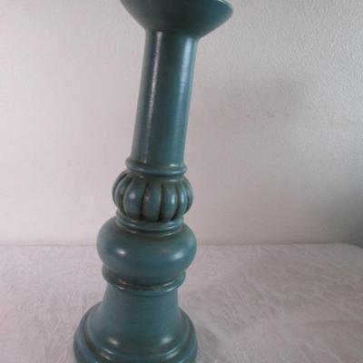 Large teal candle holder