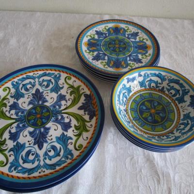 Brand New Certified International Melamine "Luca" dinnerware set