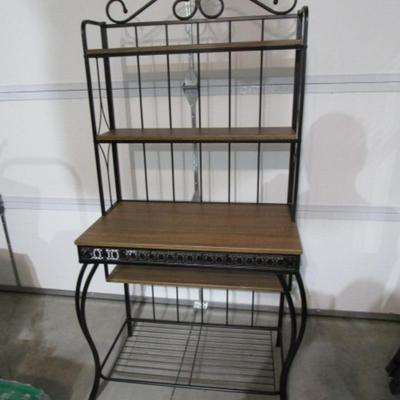 New Black metal Baker's Rack with wood shelves