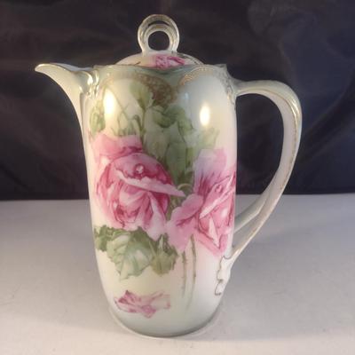 Vintage Hand Painted JR Bavarian Coffee Pot with Lid