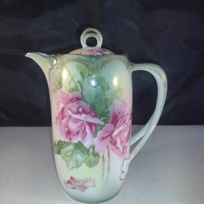 Vintage Hand Painted JR Bavarian Coffee Pot with Lid