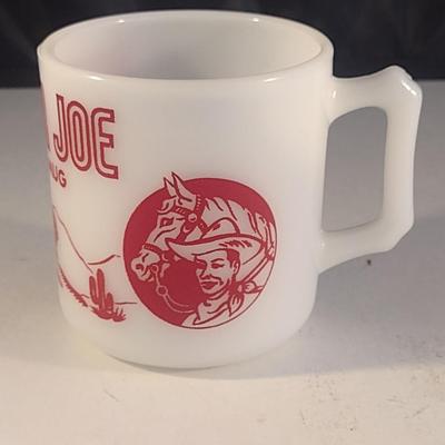 Vintage Ranger Joe Milk Glass Hazel Atlas Mini Ranch Mug