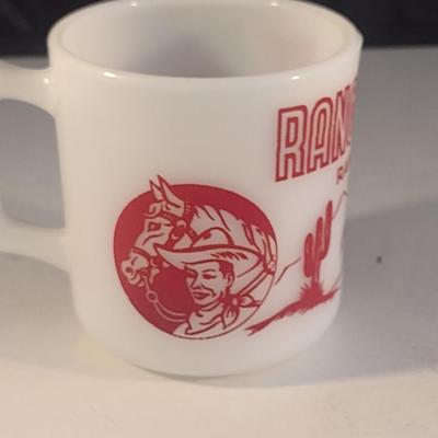 Vintage Ranger Joe Milk Glass Hazel Atlas Mini Ranch Mug